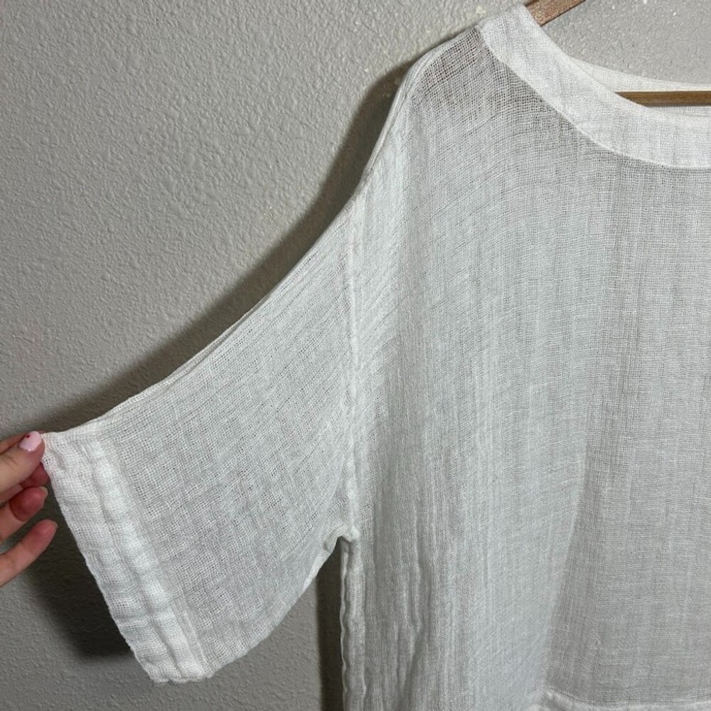 J. Jill White Lightweight Linen-Blend Boxy Pullover - Picture 4 of 6